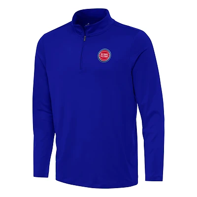 Men's Antigua Blue Detroit Pistons Reprocess Quarter-Zip Top