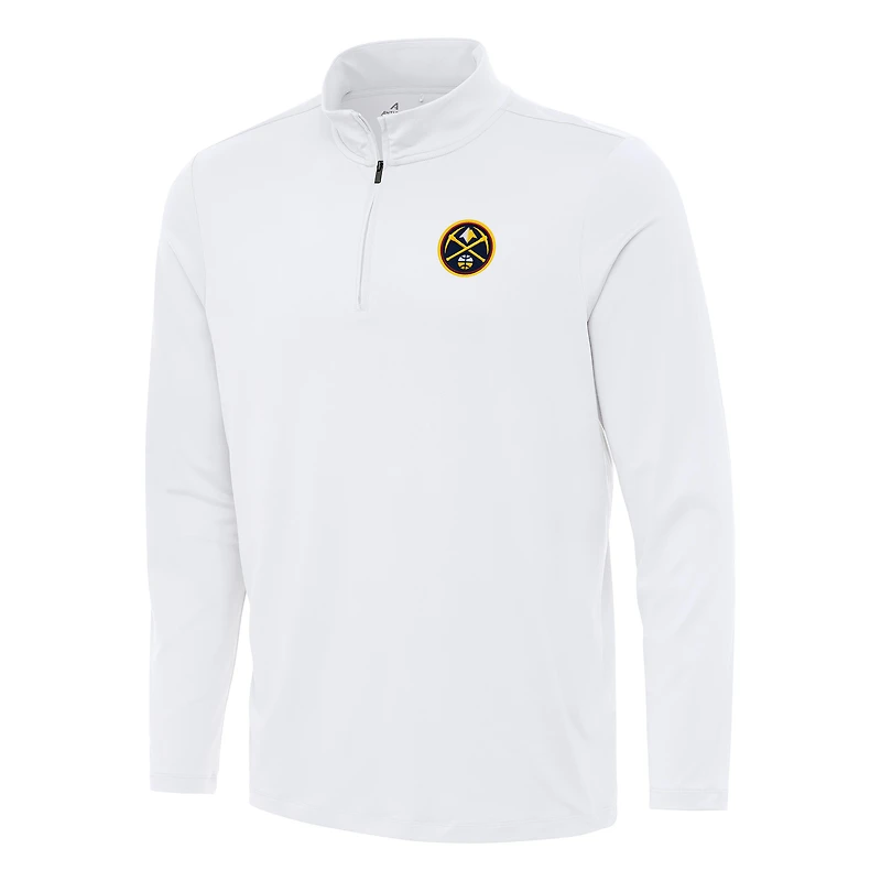 Men's Antigua White Denver Nuggets Reprocess Quarter-Zip Top