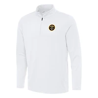 Men's Antigua White Denver Nuggets Reprocess Quarter-Zip Top