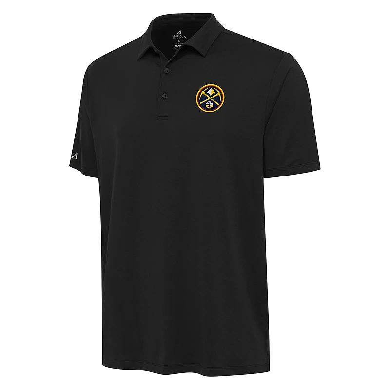 Men's Antigua Black Denver Nuggets Reprocess Polo