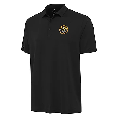Men's Antigua Black Denver Nuggets Reprocess Polo