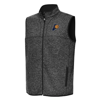 Men's Antigua Heather Black Indiana Pacers Fortune Full-Zip Vest
