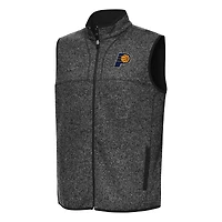 Men's Antigua Heather Black Indiana Pacers Fortune Full-Zip Vest