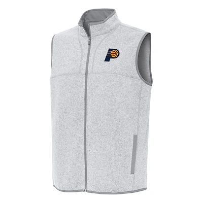 Men's Antigua Heather Gray Indiana Pacers Fortune Full-Zip Vest