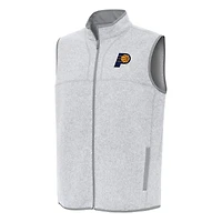 Men's Antigua Heather Gray Indiana Pacers Fortune Full-Zip Vest