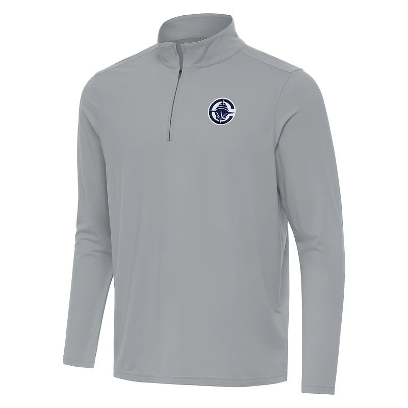 Men's Antigua Gray LA Clippers Intent Quarter-Zip Top