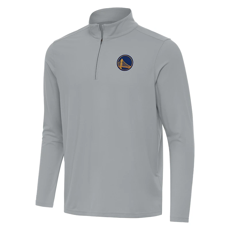 Men's Antigua Gray Golden State Warriors Intent Quarter-Zip Top
