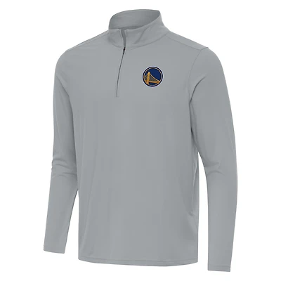 Men's Antigua Gray Golden State Warriors Intent Quarter-Zip Top