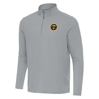 Men's Antigua Gray Denver Nuggets Intent Quarter-Zip Top
