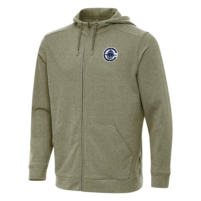 Men's Antigua Olive LA Clippers Effortless Full-Zip Hoodie Jacket