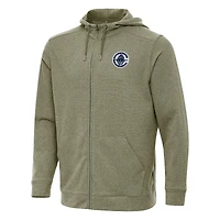 Men's Antigua Olive LA Clippers Effortless Full-Zip Hoodie Jacket