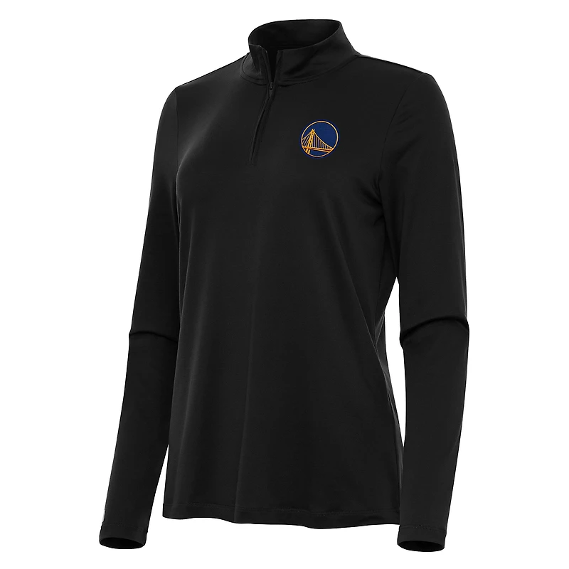 Women's Antigua Black Golden State Warriors Reprocess Quarter-Zip Top
