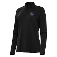 Women's Antigua Black Golden State Warriors Reprocess Quarter-Zip Top
