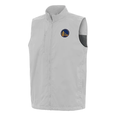 Men's Antigua  Heather Gray Golden State Warriors Brisk Full-Zip Vest