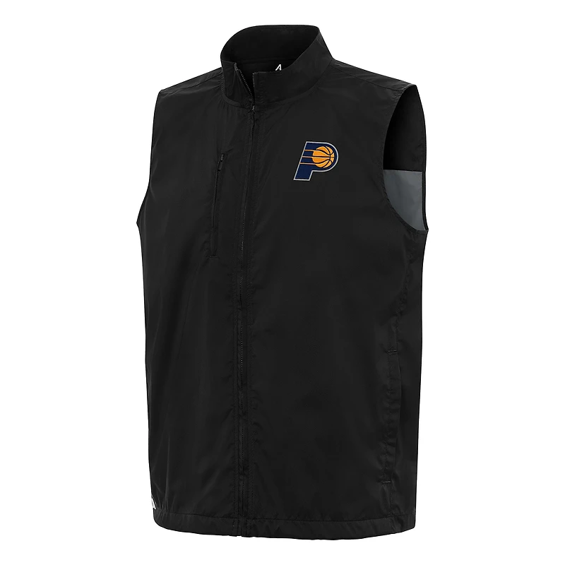Men's Antigua  Black Indiana Pacers Brisk Full-Zip Vest