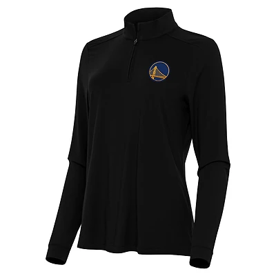 Women's Antigua Black Golden State Warriors Intent Quarter-Zip Top