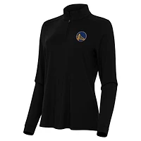 Women's Antigua Black Golden State Warriors Intent Quarter-Zip Top