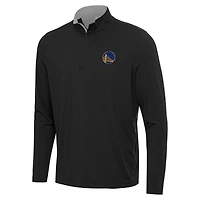 Men's Antigua Black/Gray Golden State Warriors Content Quarter-Zip Top
