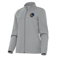Women's Antigua Gray Golden State Warriors Links 2 Full-Zip Golf Jacket