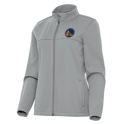 Women's Antigua Gray Golden State Warriors Links 2 Full-Zip Golf Jacket