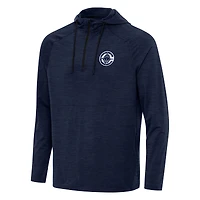 Men's Antigua Heather Navy LA Clippers Spikes Raglan Quarter-Zip Hoodie