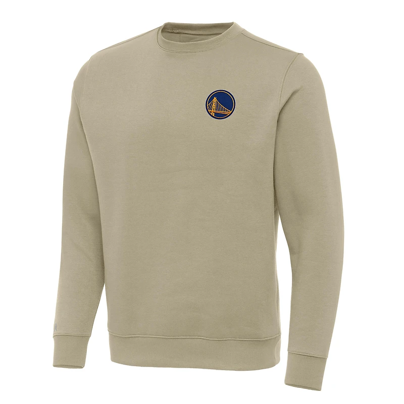 Men's Antigua Khaki Golden State Warriors Victory Crewneck Pullover Sweatshirt