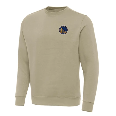 Men's Antigua Khaki Golden State Warriors Victory Crewneck Pullover Sweatshirt
