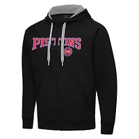 Men's Antigua Black Detroit Pistons Big & Tall Victory Full-Zip Hoodie Jacket