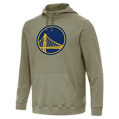 Men's Antigua Heather Olive Golden State Warriors Cloud Pullover Hoodie