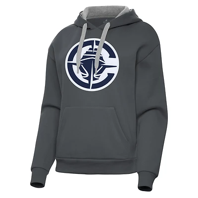 Women's Antigua Charcoal LA Clippers Victory Pullover Hoodie