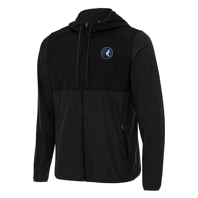 Men's Antigua Black Minnesota Timberwolves Sway Full-Zip Hoodie Jacket