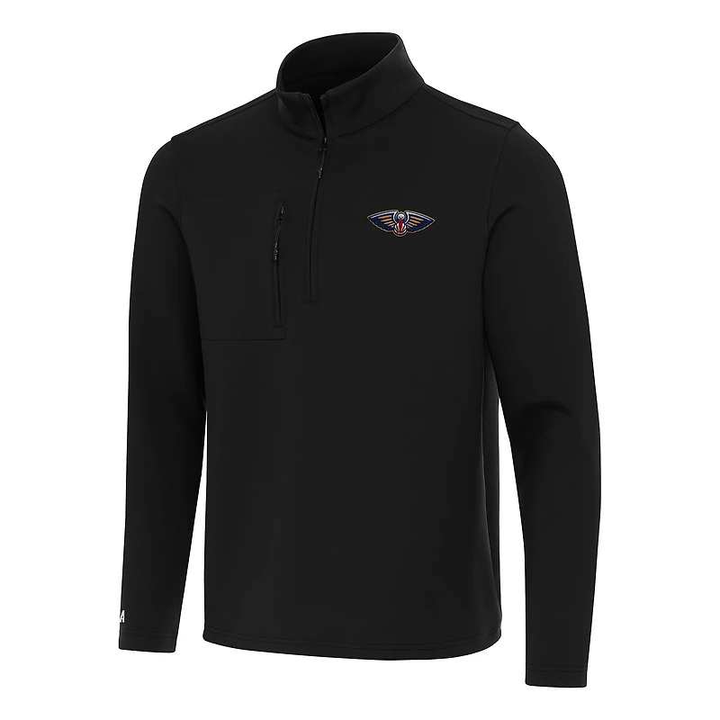 Men's Antigua Black New Orleans Pelicans Insider Quarter-Zip Top