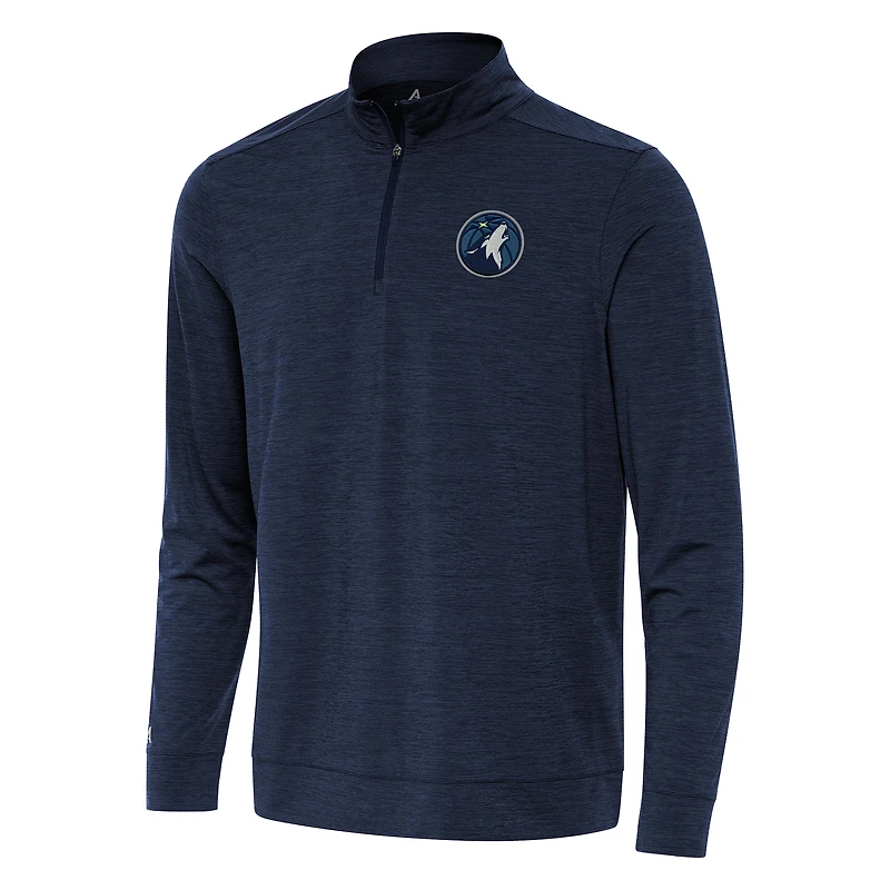 Men's Antigua Heather Navy Minnesota Timberwolves Bright Quarter-Zip Top
