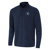 Men's Antigua Heather Navy Minnesota Timberwolves Bright Quarter-Zip Top