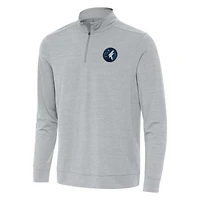 Men's Antigua Heather Gray Minnesota Timberwolves Bright Quarter-Zip Top
