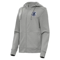 Women's Antigua Heather Gray LA Clippers Seeker Full-Zip Hoodie Jacket