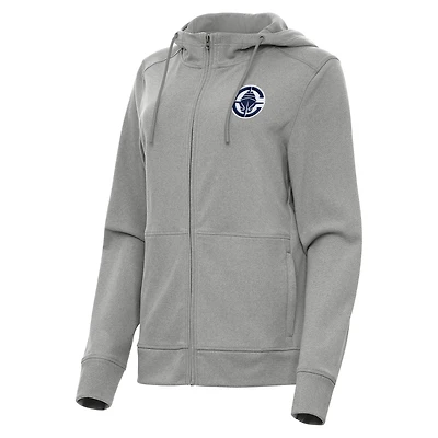 Women's Antigua Heather Gray LA Clippers Seeker Full-Zip Hoodie Jacket