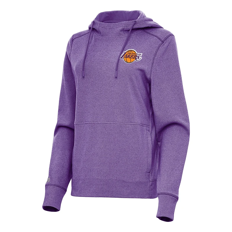 Women's Antigua Heather Purple Los Angeles Lakers Justice Pullover Hoodie
