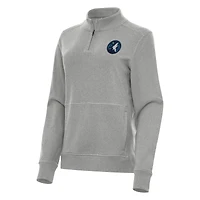 Women's Antigua Heather Gray Minnesota Timberwolves Crush Quarter-Zip Fleece Sweatshirt