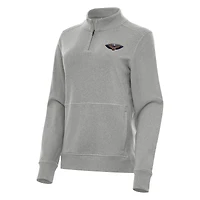 Women's Antigua Heather New Orleans Pelicans Crush Quarter-Zip Fleece Sweatshirt