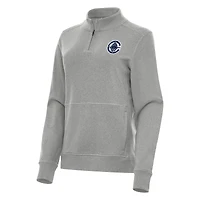 Women's Antigua Heather Gray LA Clippers Crush Quarter-Zip Fleece Sweatshirt