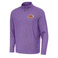 Men's Antigua Heather Purple Los Angeles Lakers Subtle Quarter-Zip Sweatshirt