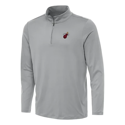 Men's Antigua Gray Miami Heat Reprocess Quarter-Zip Top