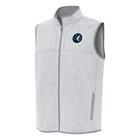 Men's Antigua Heather Gray Minnesota Timberwolves Fortune Full-Zip Vest