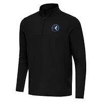 Men's Antigua Black Minnesota Timberwolves Intent Quarter-Zip Top