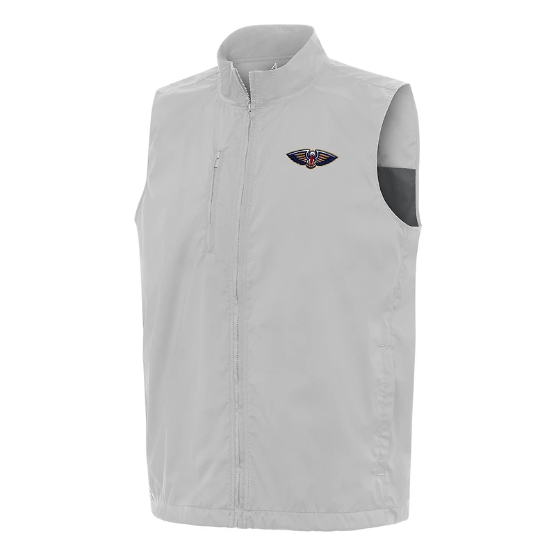 Men's Antigua  Heather Gray New Orleans Pelicans Brisk Full-Zip Vest