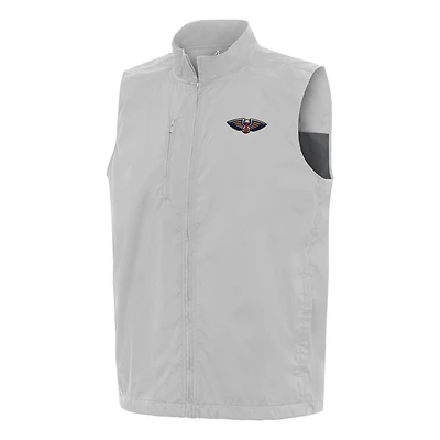 Men's Antigua  Heather Gray New Orleans Pelicans Brisk Full-Zip Vest
