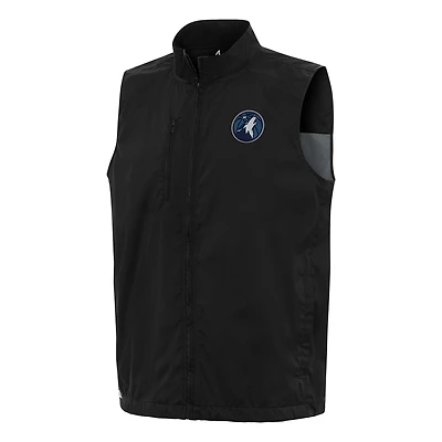 Men's Antigua  Black Minnesota Timberwolves Brisk Full-Zip Vest