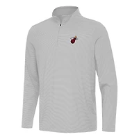 Men's Antigua  Gray Miami Heat Twine Quarter-Zip Top