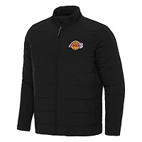 Men's Antigua Black Los Angeles Lakers Swelter Full-Zip Puffer Jacket